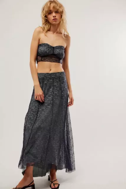 Free People Shape of You Spitze Maxi-Shirt & Korsett Top-Set UVP £ 168 BRANDNEU MIT ETIKETT Medium