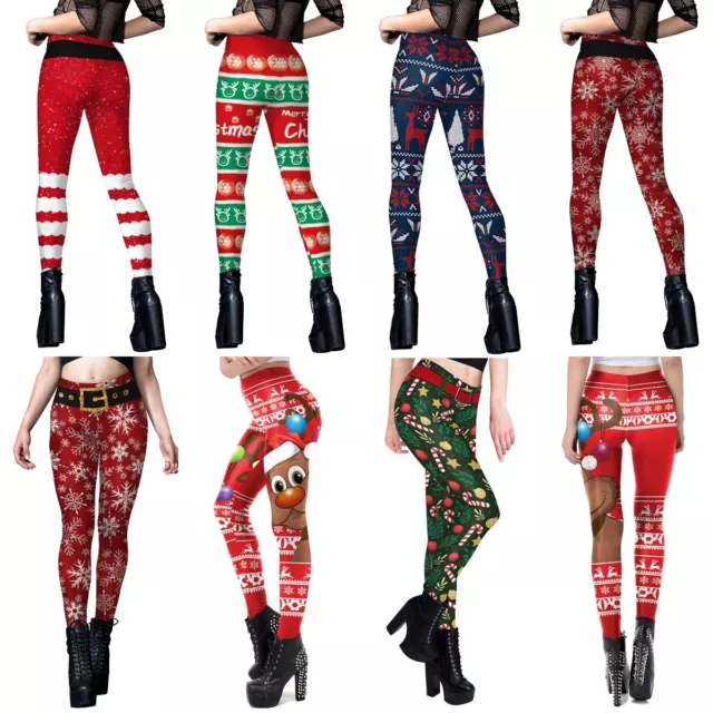 WOMENS JEGGING TIGHTS Exercise Pants High Waist Christmas Workout Long Pants  £18.76 - PicClick UK