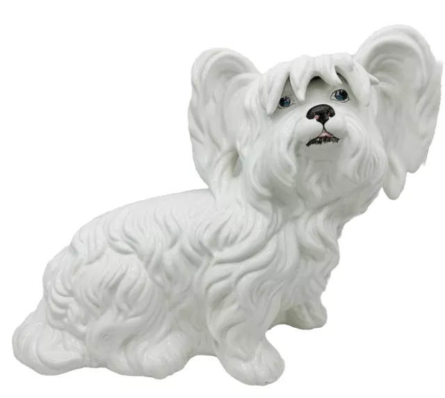 Large Italian Ceramic Porcelain Skye Terrier Briard Dog Figure Statue Italy 15”