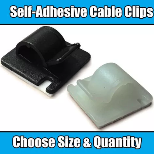 Self Adhesive Cable Clips Mounts Wire Conduit Tubing Nylon 16MM, 25MM, 28MM