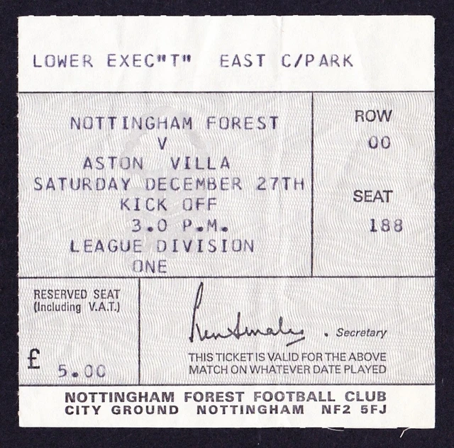 NOTTINGHAM FOREST V ASTON VILLA 1980/1981 Good Condition Ticket League Champs 24.77 PicClick NOTTINGHAM FOREST V ASTON VILLA 1980/1981 Good Condition Ticket League Champs 24.77 PicClick