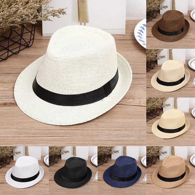 Babyzubehör Erstausstattung Strand Stroh Gangster Kinder Fedora Mütze 2
