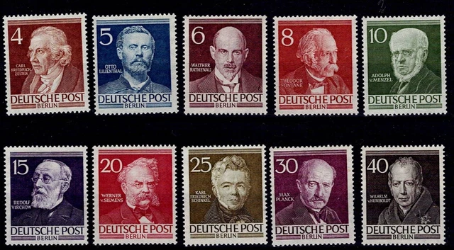 Berlin - MiNr.:  91 - 100, kpl. Satz Männer Berlins, **, MNH, 130 M€