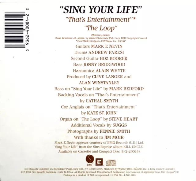 Morrissey ‎Maxi CD Sing Your Life - Digipak - USA (EX/M) 2