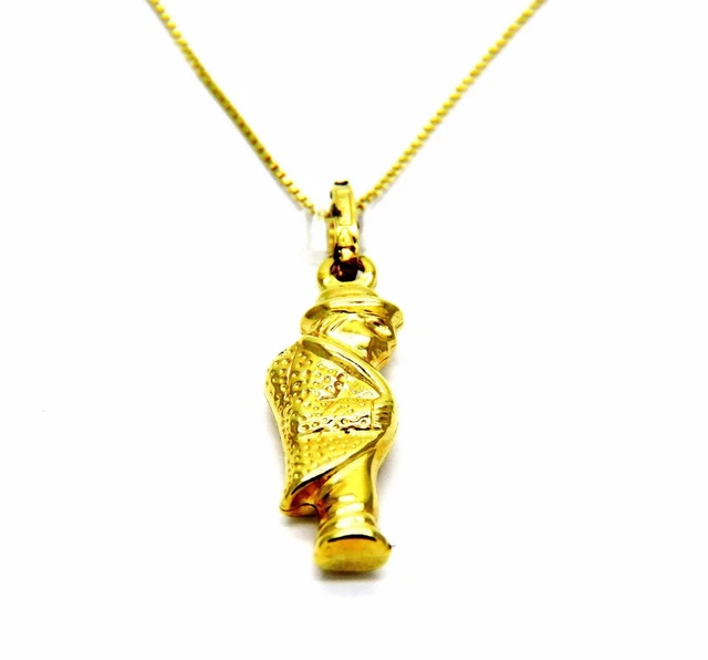 Collier Femme Or Jaune 18kt (750) – Chaîne Vénète Avec Croix Émoussée Simple – Italie