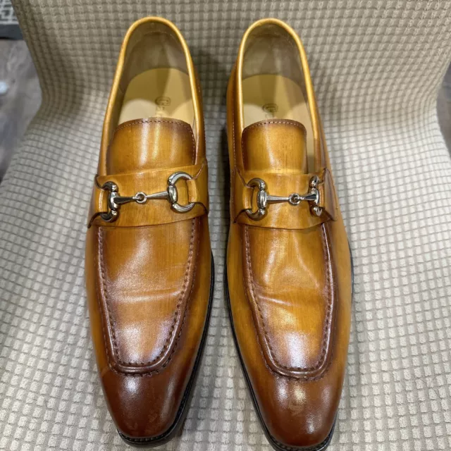 Carrucci cognac Leather Men's Slip On Dress Shoes