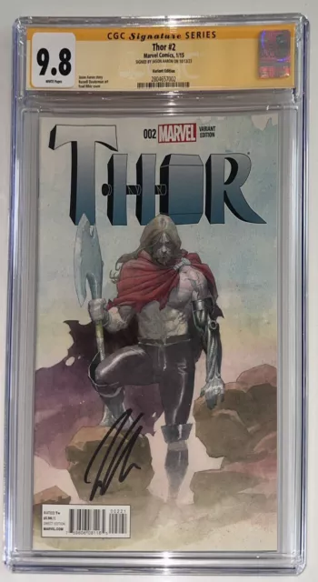 Thor #2 Esad Ribic Variant Cover Cgc Ss 9.8 Signed By Jason Aaron H/P