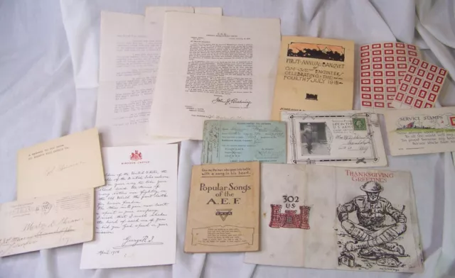 1918 Wwi Aef 302Nd Us Army Engineer Ephemera Lot Capt Merton Skinner Argonne