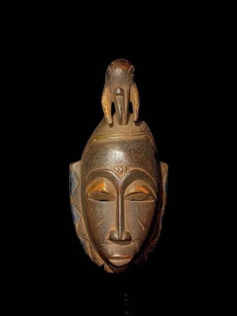 African Antique mask hand carved wooden wall decor tribe Vintage guru mask-4024