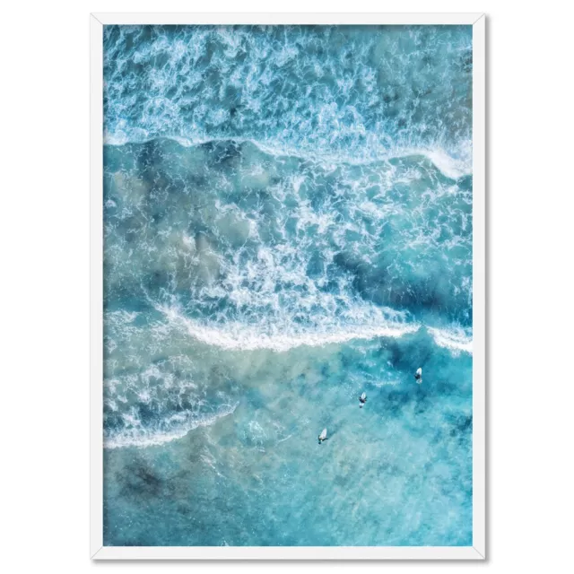 Waves Ocean Surf Art Print. Ocean Aerial Photo of Waves and Surfers | BOC-08