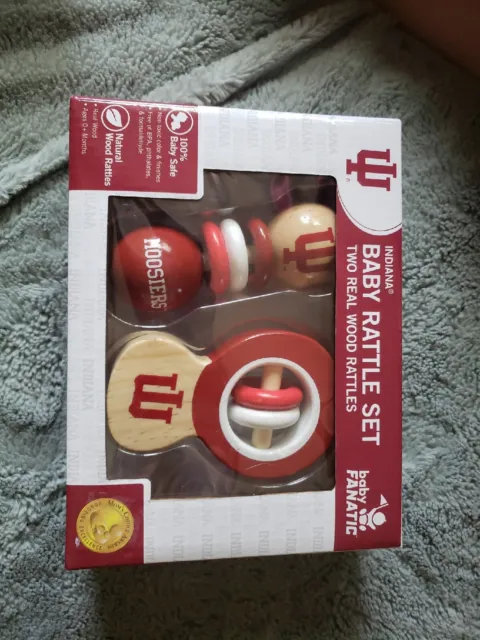 INDIANA HOOSIERS WOOD Baby Infant ToY Baby Rattle Set Natural Wood Rattles QTY:5