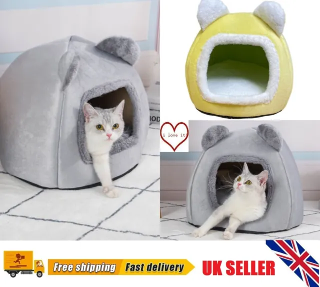 Pet Puppy Cat Kitten Dog Bed Igloo Fleece Bed Cozy Washable Warm House Cave