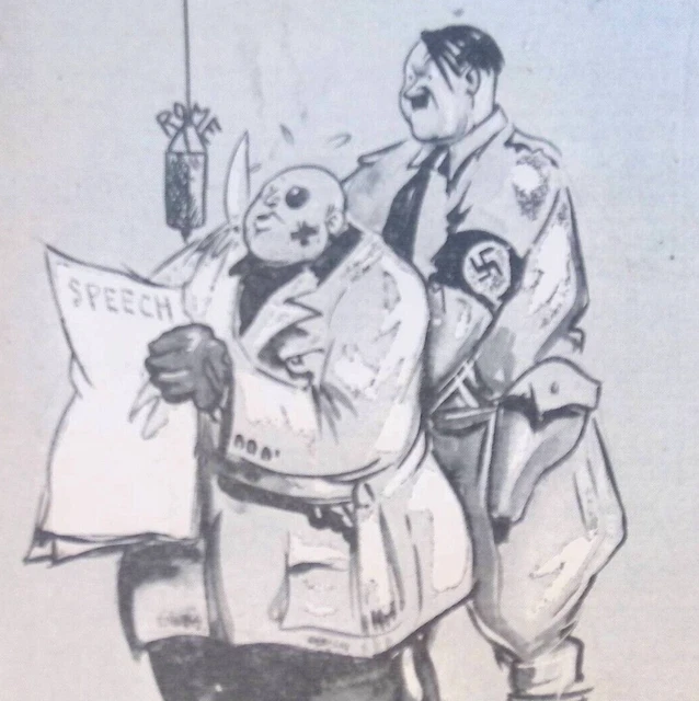 HITLER PRESSURES MUSSOLINI Axis Powers Original Political Cartoon WWII