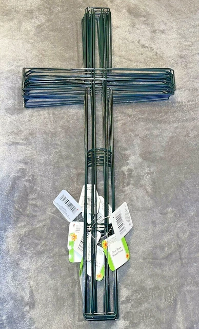 x10 Cross Shape Green Metal Wreath Forms Easter Church Cemetery DIY 24”x12” NEW