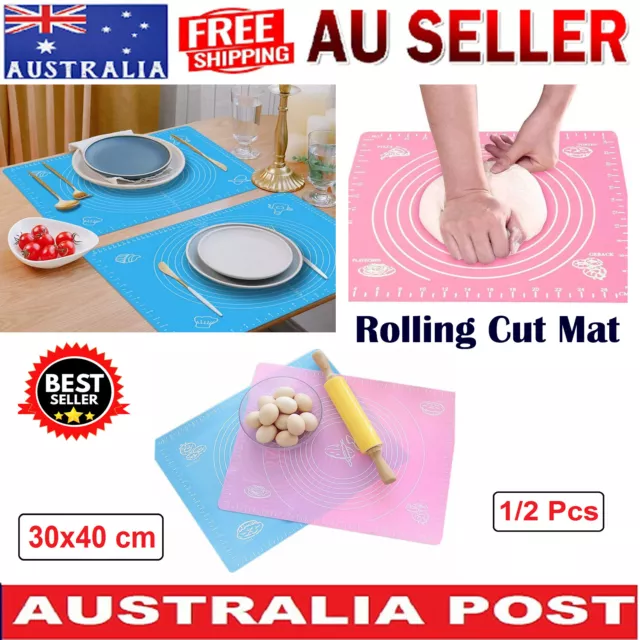 New Silicone  Pastry Baking Dough Fondant Icing Rolling Mat Cut Kitchen Tool AUS