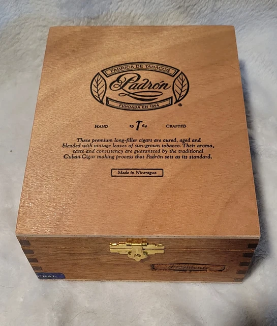 Empty Padron Fabrica De Tabacos Torpedo Wooden Cigar Box 