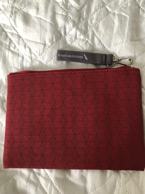 American Airlines Travel Pouch Red Fabric Lined Branded Strap