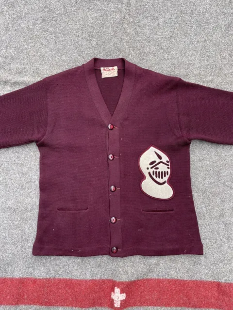 Vintage Letterman Sweater Lasley Knitting Co Varsity Maroon Burgundy Knights