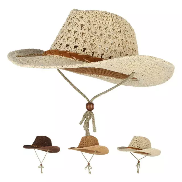 Cappello di paglia da cowboy adulto per bambino unisex Cappello da spiaggia