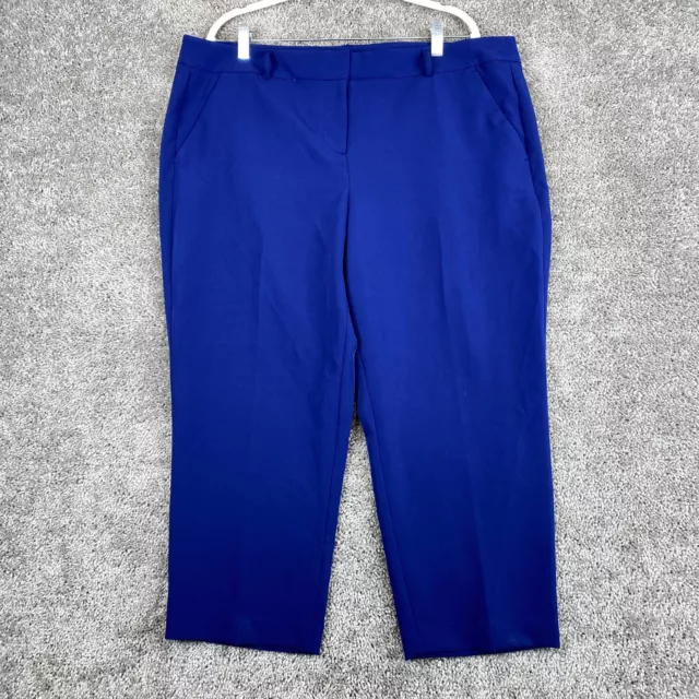 Apt. 9 Capri Pants Women's Plus Size 18 Blue Flat Front High Rise Slash Pocket