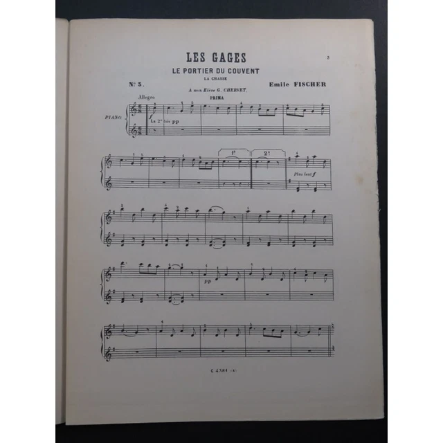 FISCHER Emile Les Gages Le Portier du Couvent Piano 4 mains 3