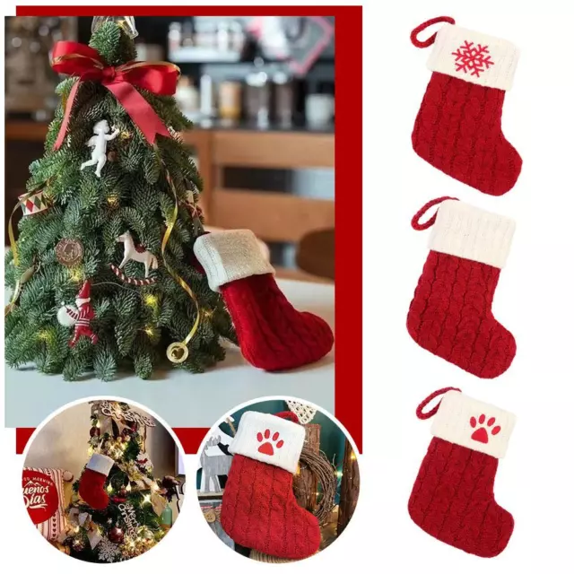 Christmas Socks Knitting Snowflake Letter Stocking Christmas Decoration NEW C1