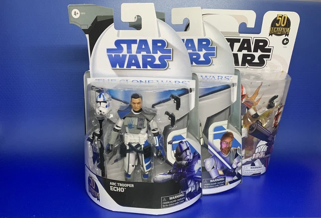 6 Inch Black Series 3 Figures Clones Wars : Echo + Obi-Wan Kenobi + Arc Trooper 3