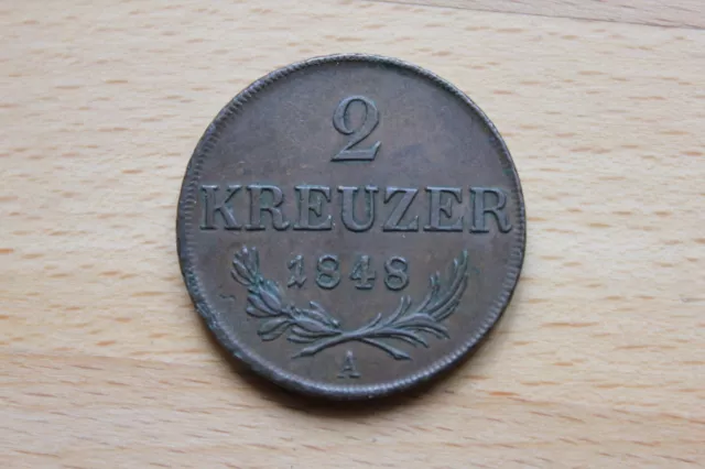 Austria/Österreich 2 Kreuzer 1848 A Franz Josef Kupfer