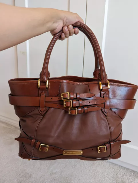 Burberry Brown/Beige Leather And Bridle House Check Canvas Lynher