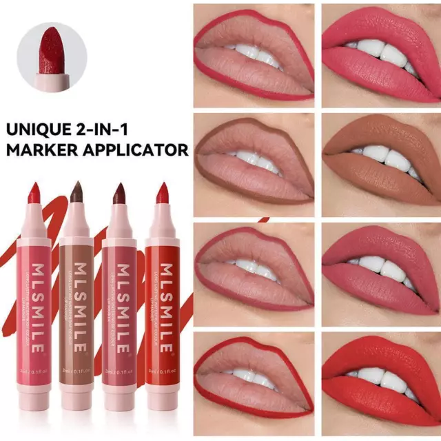 4Color Lip Stain Liquid Matte Long Lasting Lip Gloss Makeup Waterproof O9G6 2