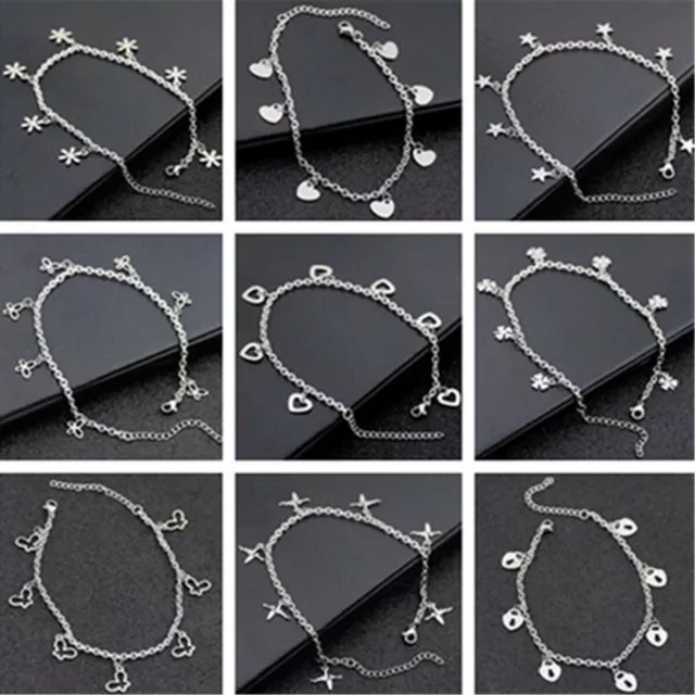 Stainless Steel Silver Butterfly Dolphin Clover Anklet Ankle Foot Chain Bracelet