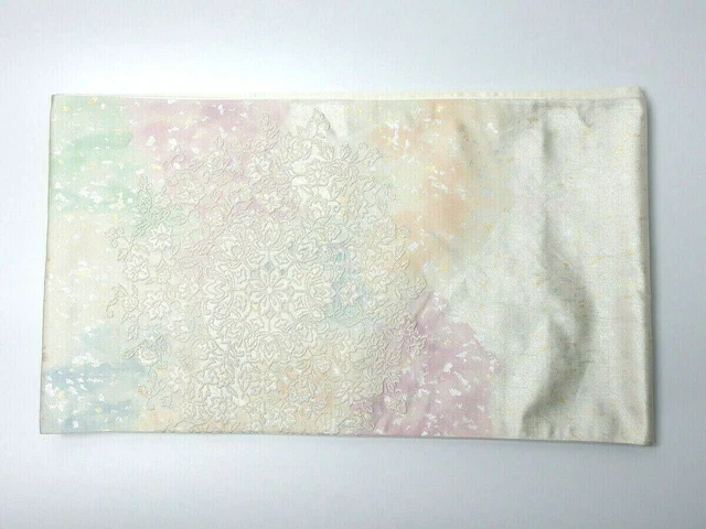 Japanese antique vintage brocade silk Fukuro Obi sash belt Kimono textile chacha
