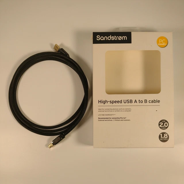 Sandstrom Premium High Speed USB 2.0 A to B Cable SUSB18M12 - 1.8m  142609