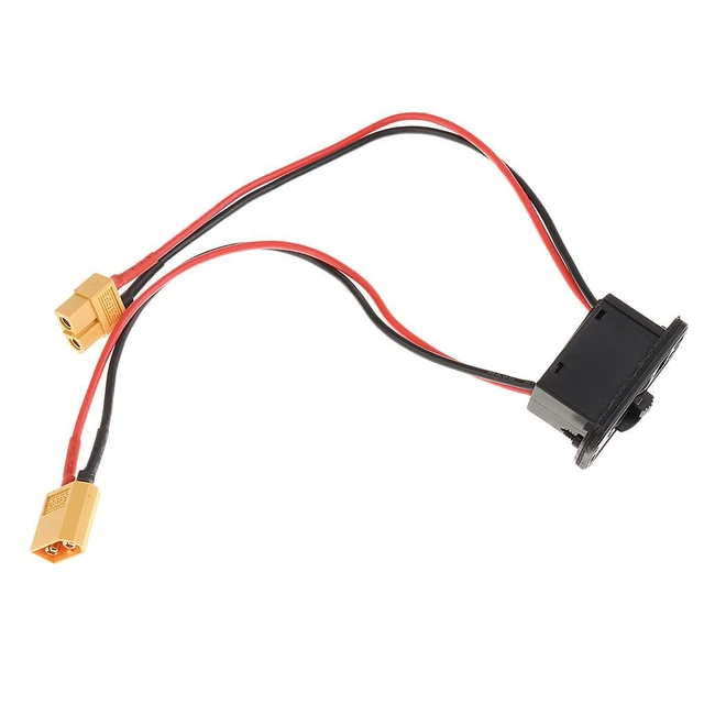 Connecteur XT60 Avec Interrupteur - Pour Drones, Avions RC, Voitures - Fil Silicone 14AWG 30cm - Support Charge élevée