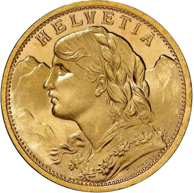 20 FRANCS SWISS Helvetia Vreneli Gold Coin .1867 oz Gold - Random Year