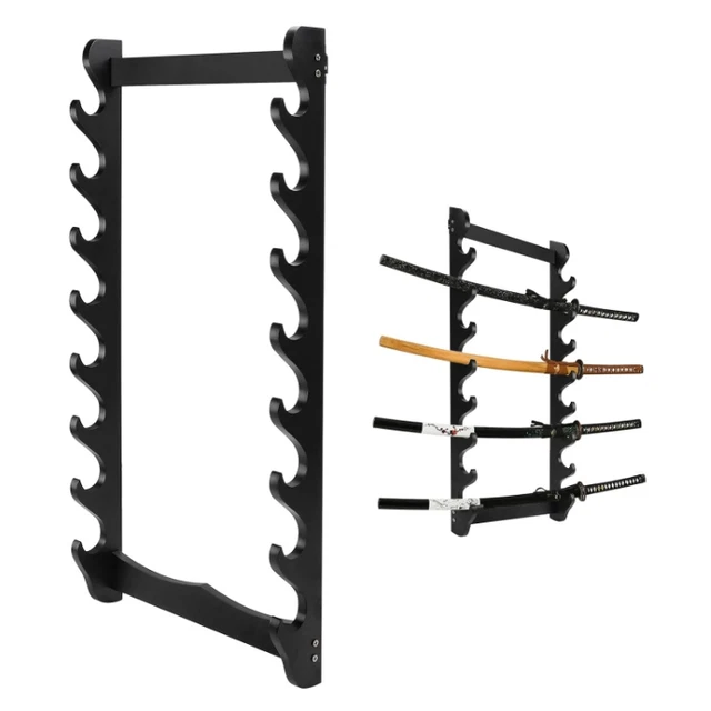Support 8 SUPPORT MURAL KATANA à 8 niveaux support katana en bois noir porte-épée ...