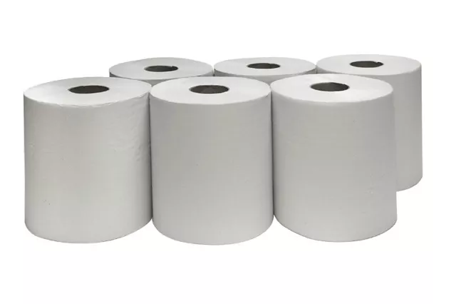 6 x Handtuchrollen 300 m 1 lagig Innenabrollung Putzpapierrollen Handtuchpapier