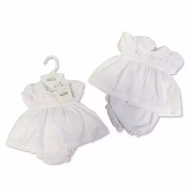 BNWT Piccolo Baby Prematuro Ragazze Bianco Pizzo Sangallo Abito 1.4-2.3kg