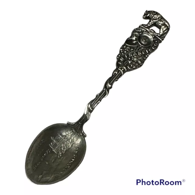 Antique Sterling ~ CALIFORNIA SOUVENIR SPOON~Shreve & Co San Francisco Bear