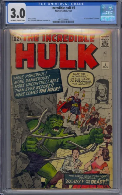 Incredible Hulk #5 Cgc 3.0 1St Tyrannus Jack Kirby