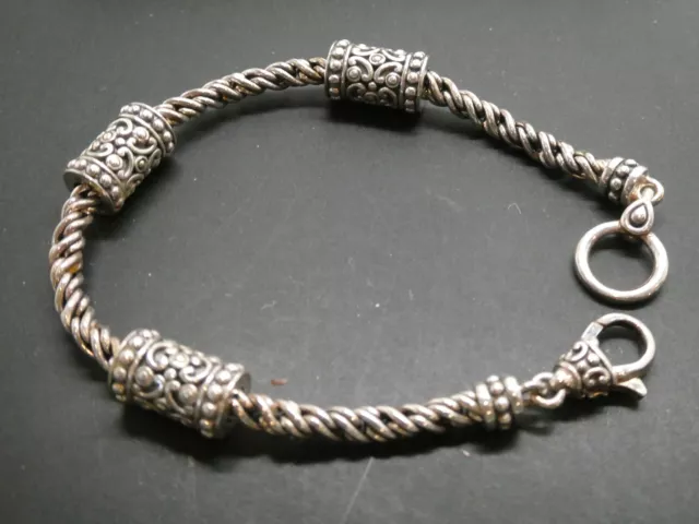 ANGELA BY JOHN HARDY Sterling Silver 925 & 14k YG Chain Ornate Bracelet 6 3/4"