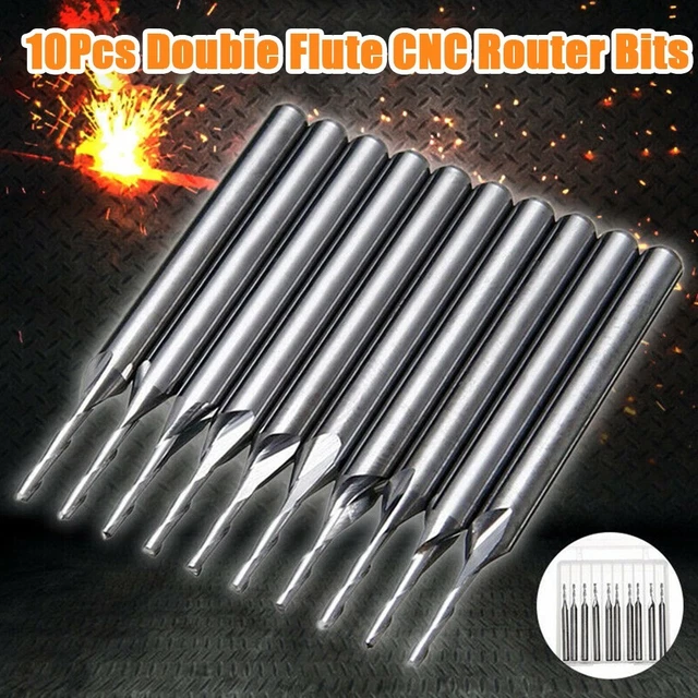 2 Flute Router End Milling Grooving Bit Set Flat Nose Flat Nose End Mill 1mm CNC