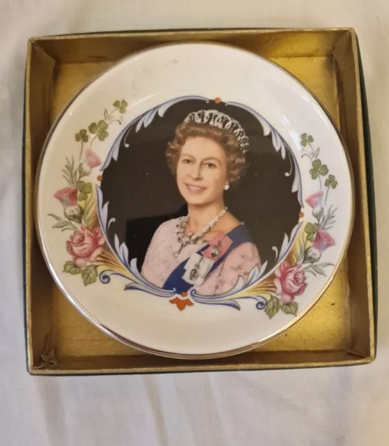 Crown Staffordshire Porcelain Silver Jubilee Queen Elizabeth II Trinket Dish