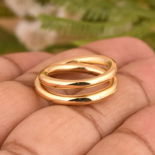 Gold Plated Interlocked Rolling Ring Handmade Fine Finish Double Band Jewelry