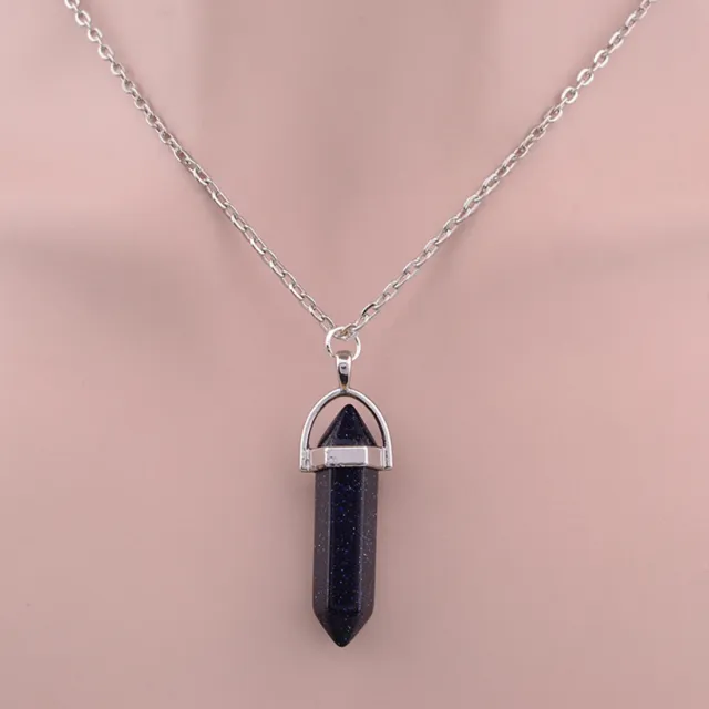 Natural Crystal Pendulum Quartz Stone Pendant Chakra Healing Gemstone Necklace 8