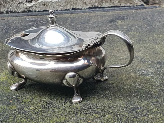 Antique Solid Silver Sterling 925 Birmingham 1923 Adie Bros Ltd Mustard Pot