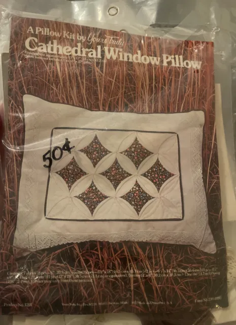 Vintage 1977 Cathedral Window Pillow Kit #239-0380 Yours Truly 13” x 17” New