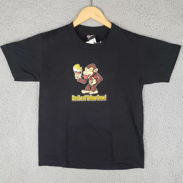 Hybrid Tees Y2k NWT Youth Small Don't Eat Yellow Snow Monkey Tee Black