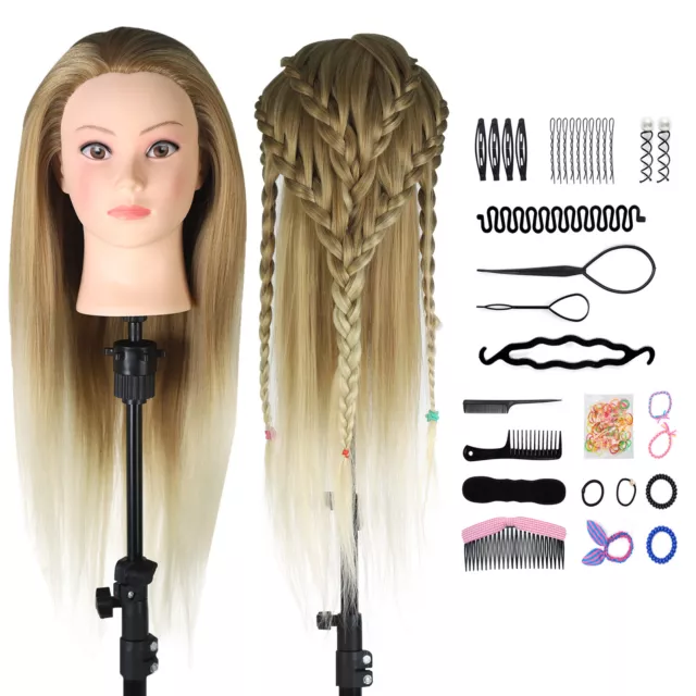 26'' Salon Training Head Hairdressing Practice Mannequin Doll+Braid Set+Clamp