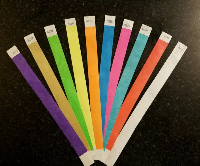 Pulseras Tyvek Para Eventos 256cm (Elige Tu Color ) Papel Muñequeras